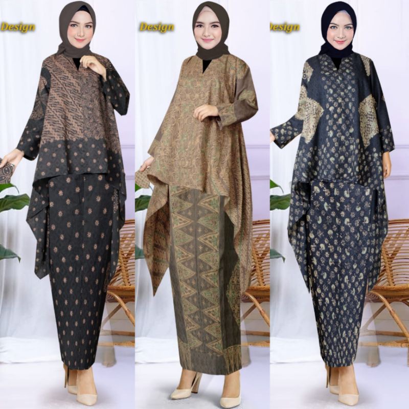 SETELAN PAKAIAN ATASAN WANITA BAWAHAN ROK SET BATIK PESTA WISUDA SETELAN BATIK WANITA -  ROK + BLOUSE BATIK KATUN DOBY / VISCOSE  ALLSIZE