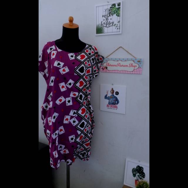 Daster Katun Rayon (Panjang selutut) motif kartu remi