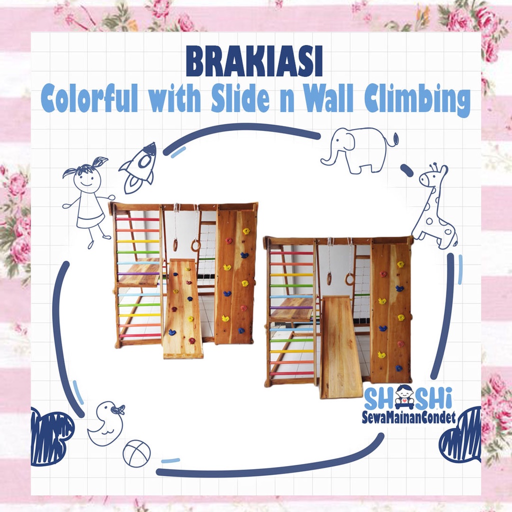 Sewa Brakiasi Colorful With Slide n Wall Climbing