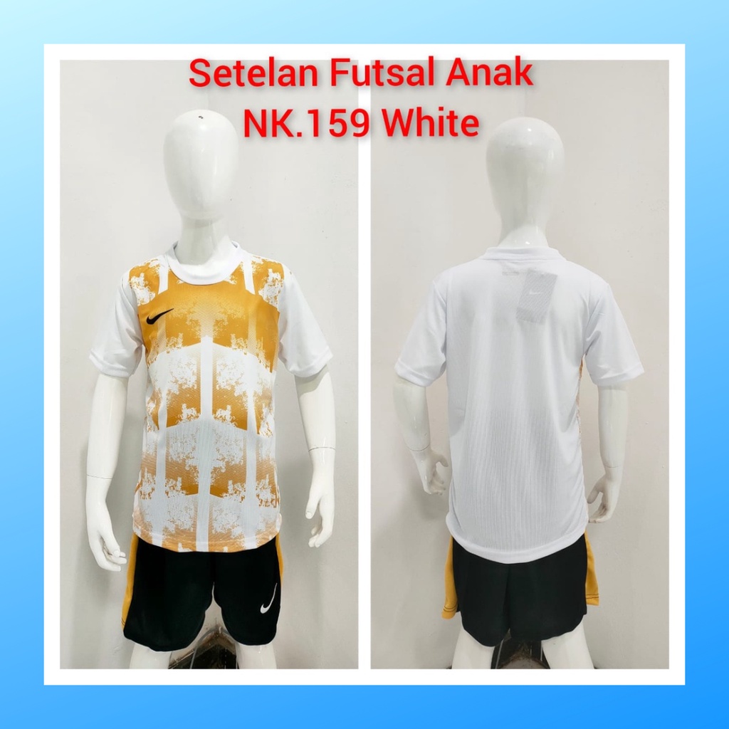 Kaos futsal anak laki-laki jersey sepak bola baju celana setelan jersy perempuan stelan t-shirt outfit seragam kostum olahraga casual suit pakaian jarsey oblong apparel sports jersi soccer ST.NK159 putih