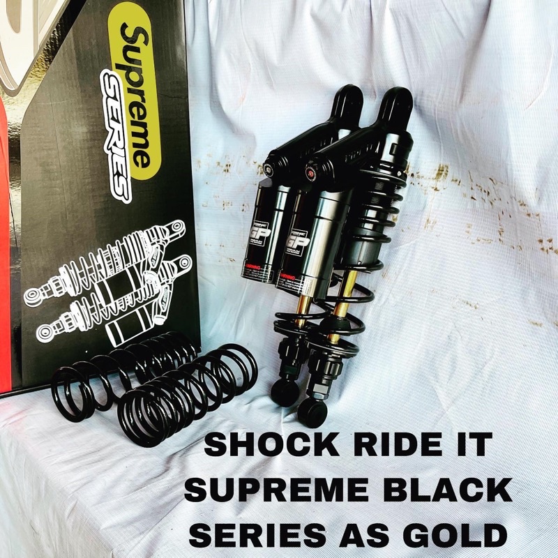 SHOCK BELAKANG RIDE IT 320MM GP SUPREME BLACK SERIES AS GOLD MODEL RCB VD / VS SERIES HONDA YAMAHA K