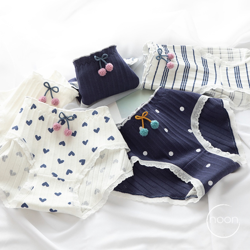 NOON (Winter Nights) Celana Dalam CD Wanita Korea Dewasa Motif Lucu Imut Undies Katun Import Lusinan Grosir Murah Sorex Sorella Fema Natal Hati Renda Bunga