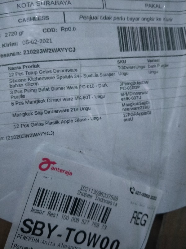 Mangkok Saji Dinnerware 219 Ungu