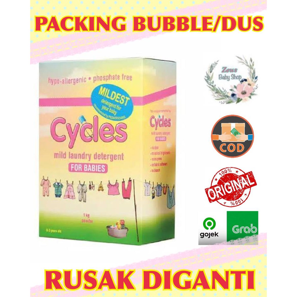 Cycles Mild Laundry Detergent Powder / Cyles Bubuk 1kg 1000gr