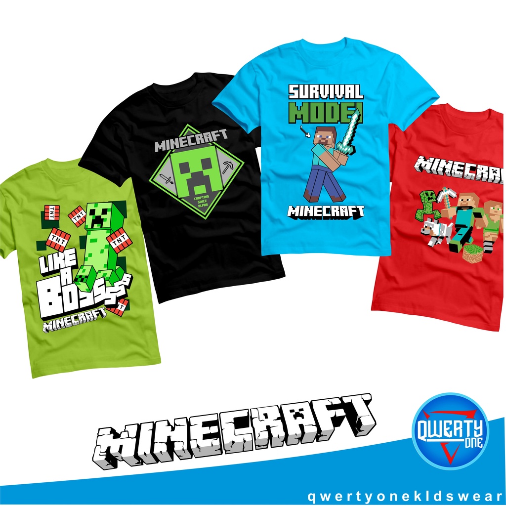 Kaos Distro Anak Laki-Laki Perempuan Minecraft Series 1-12 Tahun