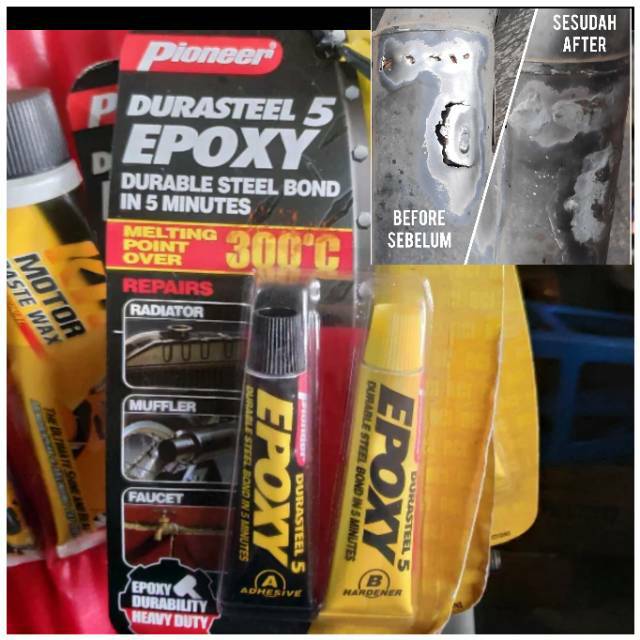 Lem Besi Pioneer Durasteel Tahan Panas Knalpot mufler Radiator Blok Mesin No Araldite Devcon Dextone