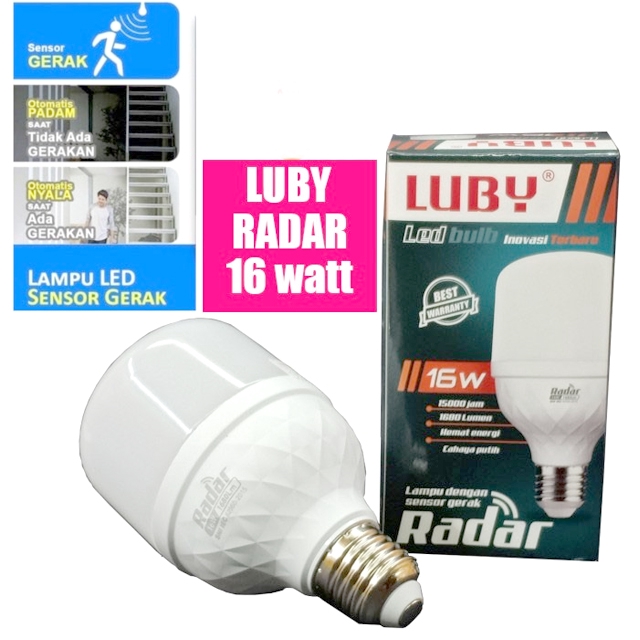 Paket 3 Pcs Luby Bohlam LED 16 Watt Hemat Energi Dengan Sensor Gerak