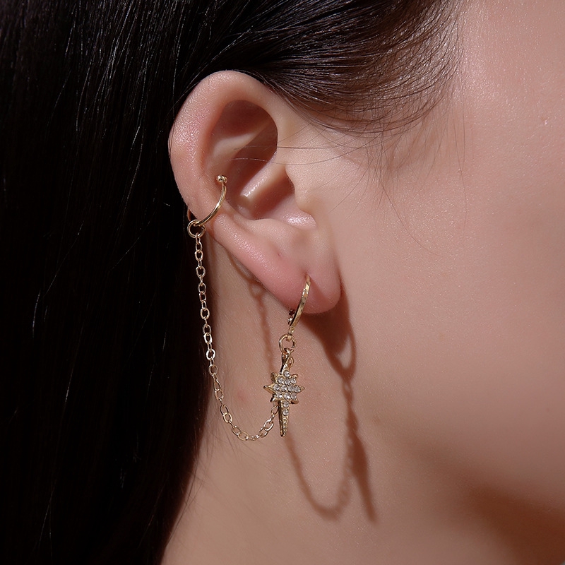 Anting Berlian Panjang Anting-Anting Korea Anting Rumbai Bintang Lajang / Tanpa Rasa Sakit