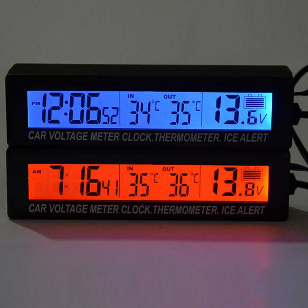 Jam Mobil Digital LCD dengan Thermometer dan Monitor Voltase