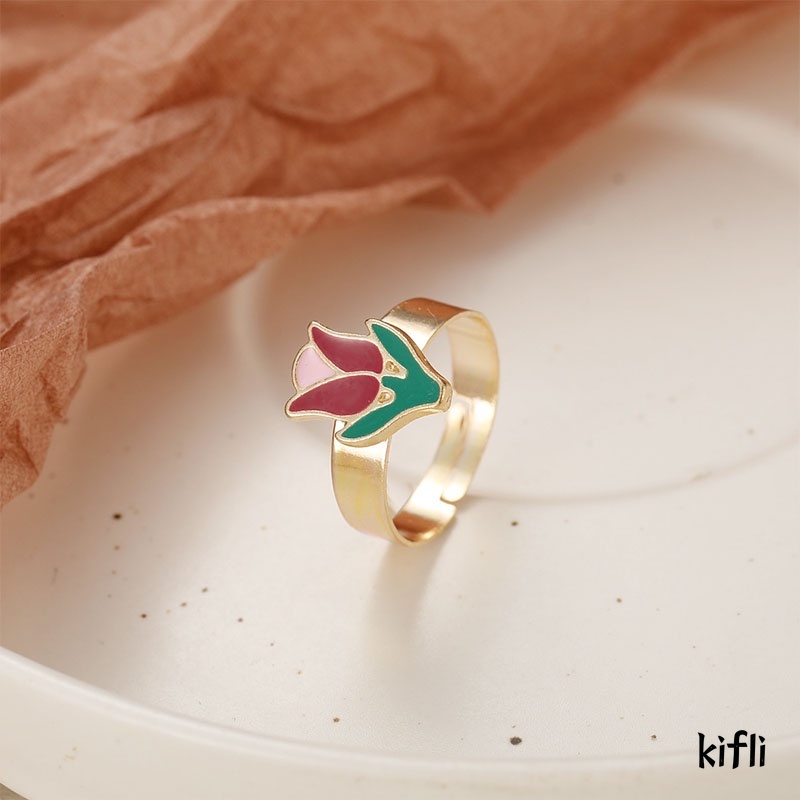 Retro Lilin Bunga Cincin,Kepribadian Lucu Cincin,Fashion Wanita Sederhana Perhiasan Aksesoris