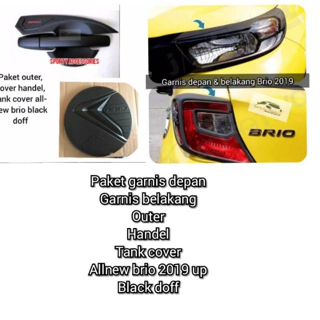 Paket garnis dan outer handel plus tank cover allnew brio 2018 sampai 2022 black doff