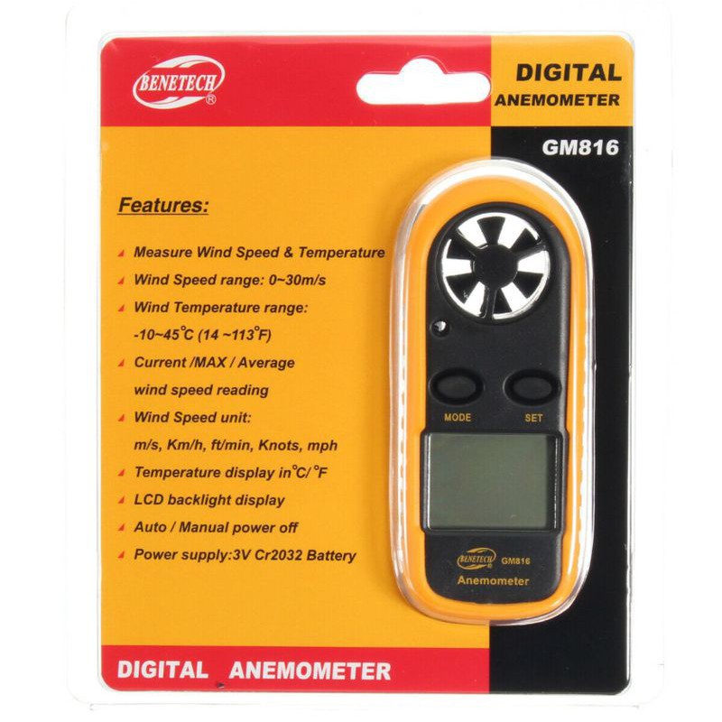 Anemometer GM816 Pengukur Kecepatan Angin GM 816 Tester Velocity Benetech Anemo Meter