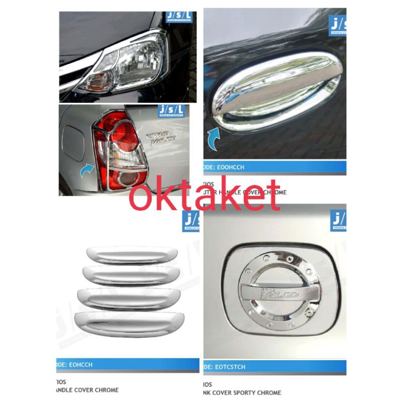 paket lengkap etios chrome jsl outer handle tank garnish