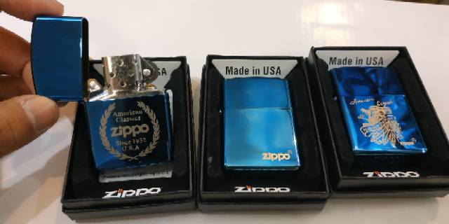 Zippo Blue Ice Grade Ori - Zippo Exclusive - Include Box Zippo - Kotak Zippo