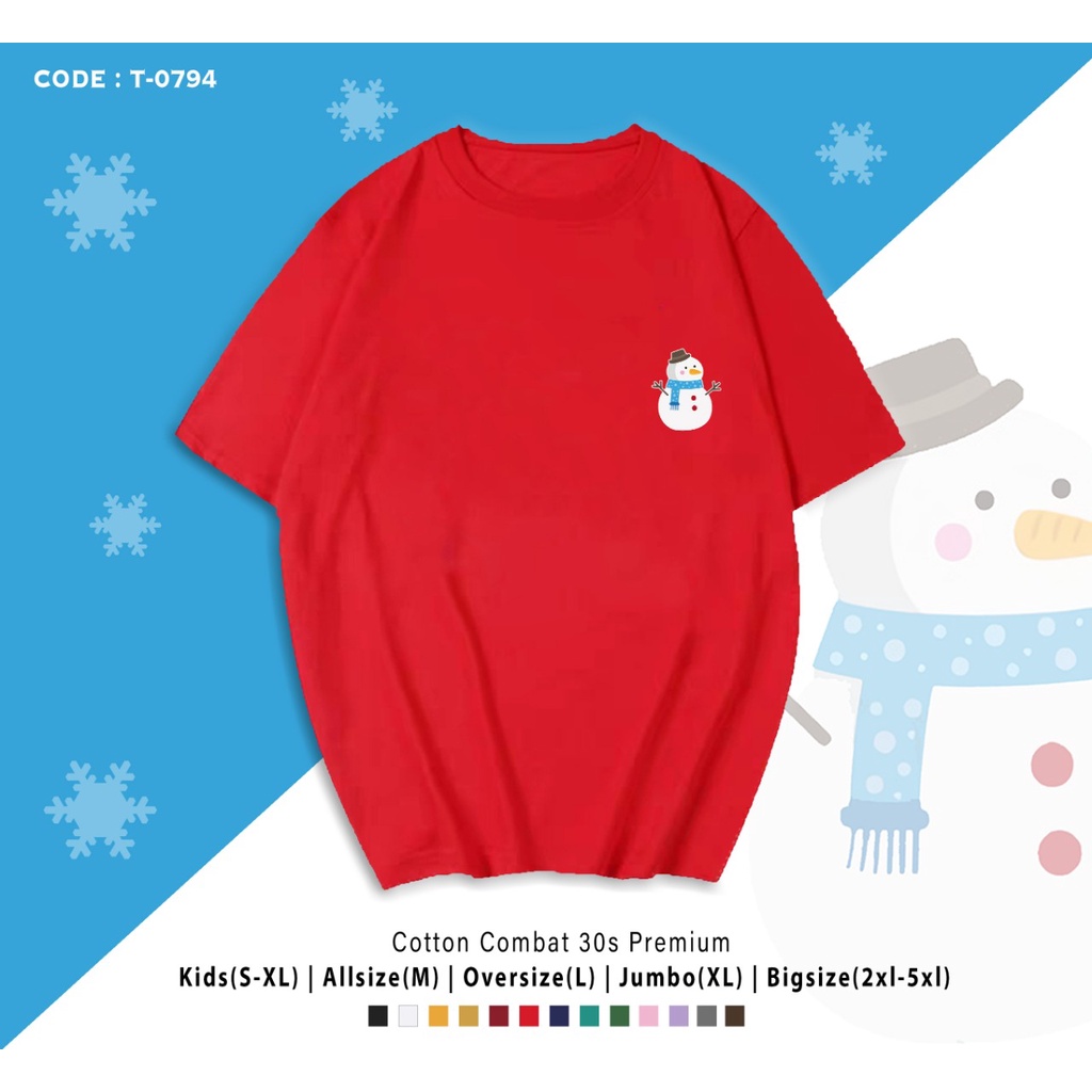 FREE CUSTOM NAMA - T-SHIRT / KAOS NATAL GAMBAR SNOWBALL / BONEKA SALJU / CUSTOM TEE / KAOS CUSTOM KELUARGA