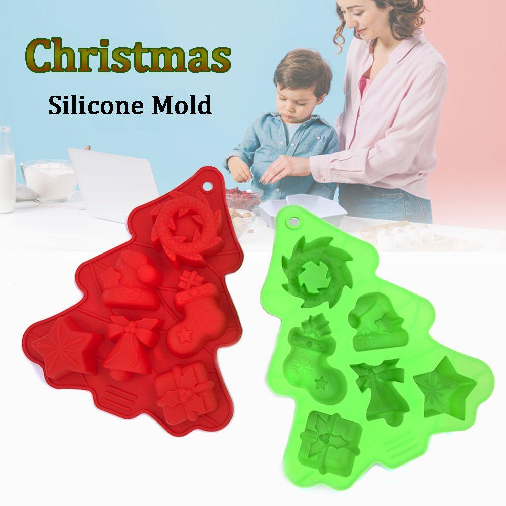 Solighter Christmas Mold Alat Pembuat Cetakan Lilin Silikon Kue Coklat