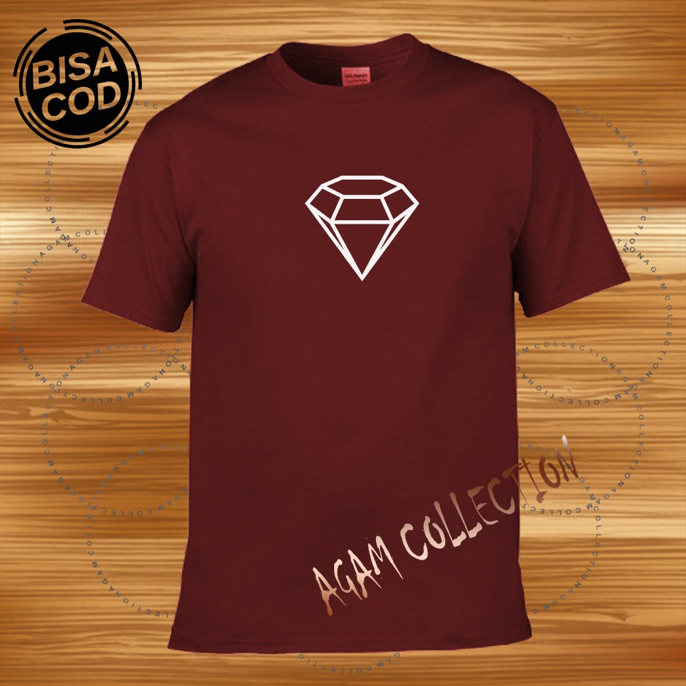 Agam Collection Baju Kaos Distro Diamond Text Putih Lengan Pendek Premium Quality