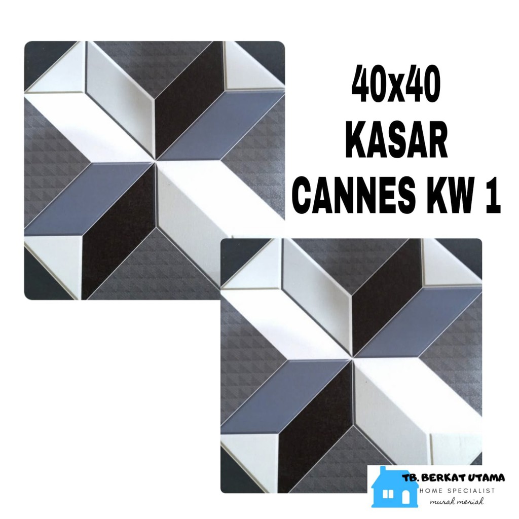 KERAMIK LANTAI 40X40 KASAR ABU HITAM PUTIH HEXAGON SWING CANNES KW 1-KERAMIK LANTAI GARASI 40X40
