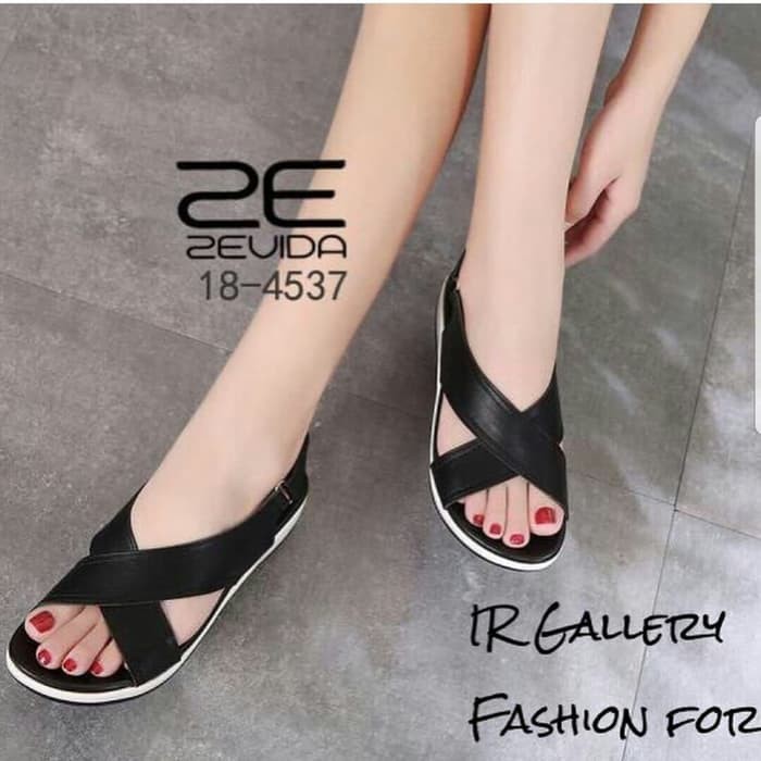 Sandal Wedges Tali Slavina Vianna Best Seller #Th68-18 CJ171 Sandal Wedges Dl44 Hitam - Hitam, 37