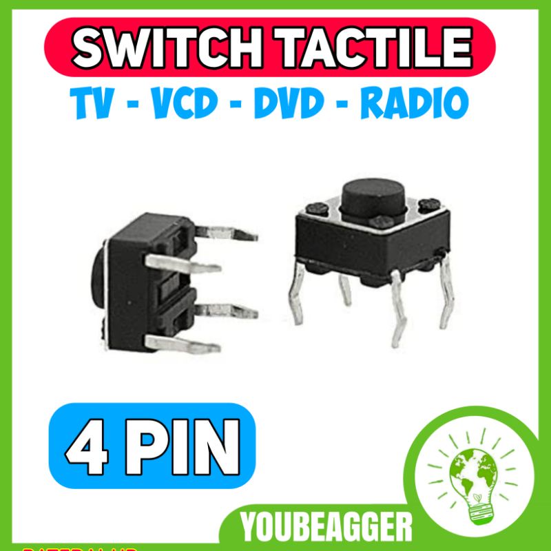 Switch Push on  4 KAKI untuk TV VCD DVD TAPE DLL