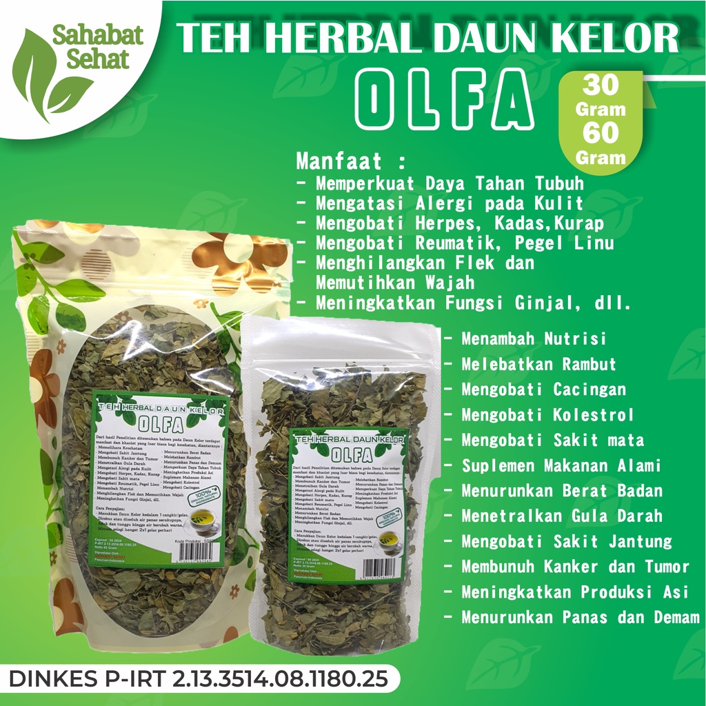 

(Premium) TEH HERBAL DAUN KELOR OLFA 30 Gram Obat Kolesterol Kering