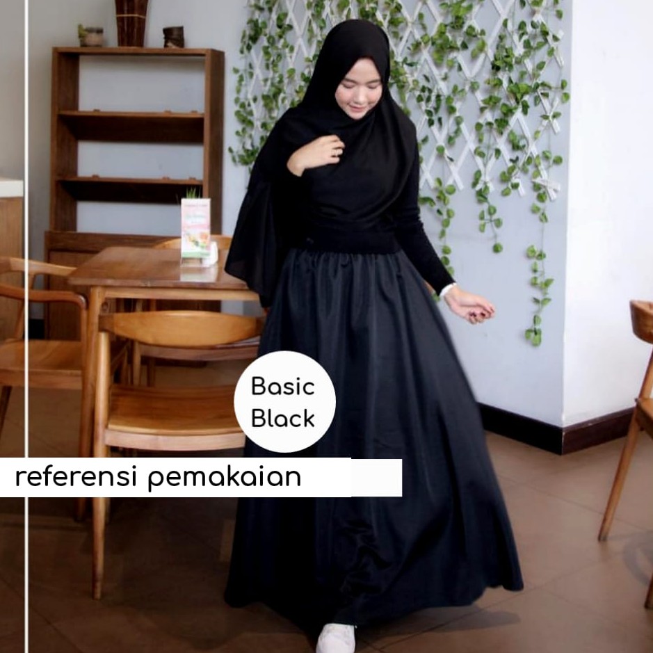 Rok Panjang Muslimah Baloteli Balotelli Lebar Polos Full Karet Jumbo Premium (Produsen Rok Wolfis)