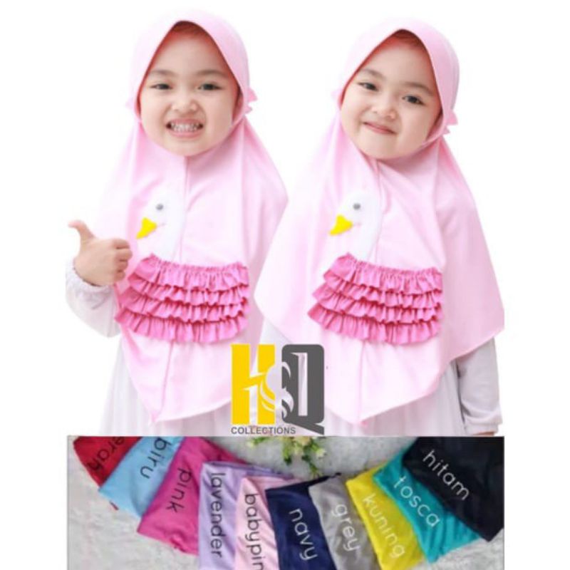 Jilbab anak motif ANGSA 3-7 tahun /jilbab ANGSA / jilbab niqob