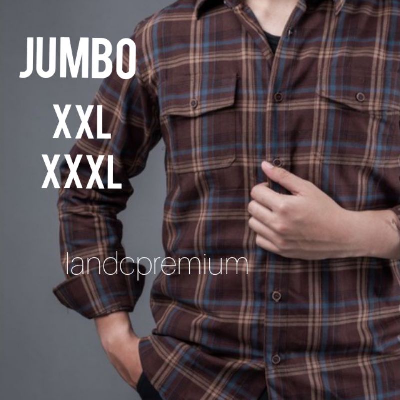 Kemeja Pria Lengan Panjang flanel Jumbo Premium Quality Distro Size XXL-XXXL