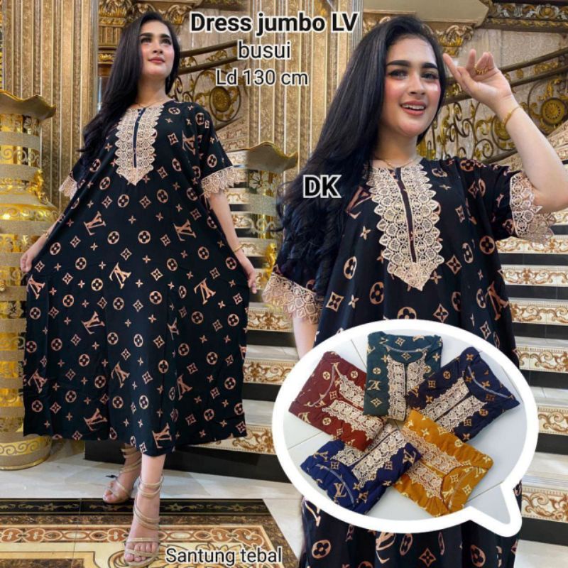 Daster Arab Jumbo Motif Terbaru - Dress Renda Jumbo Motif Viral Kekinian