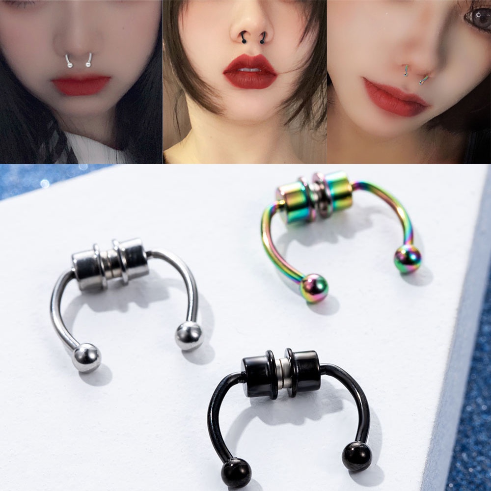 (Cod Tangding) Cincin Hidung Magnetik Tanpa Tindik Bahan Alloy Reusable