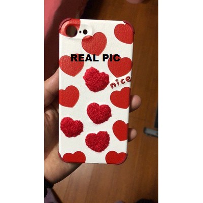 Red Little Heart Semi Leather (Bahan tidak mudah kotor) Case iphone 7+/8+/XS MAX/XR/11 PROMAX/12 PRO