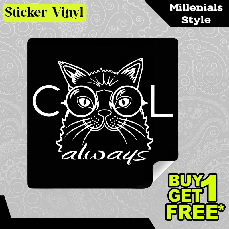 

Stiker Sticker Cat Always Cool Gambar Unik Desain Keren dan Kekinian Aesthetic Bahan Vinyl Satuan Anti Air