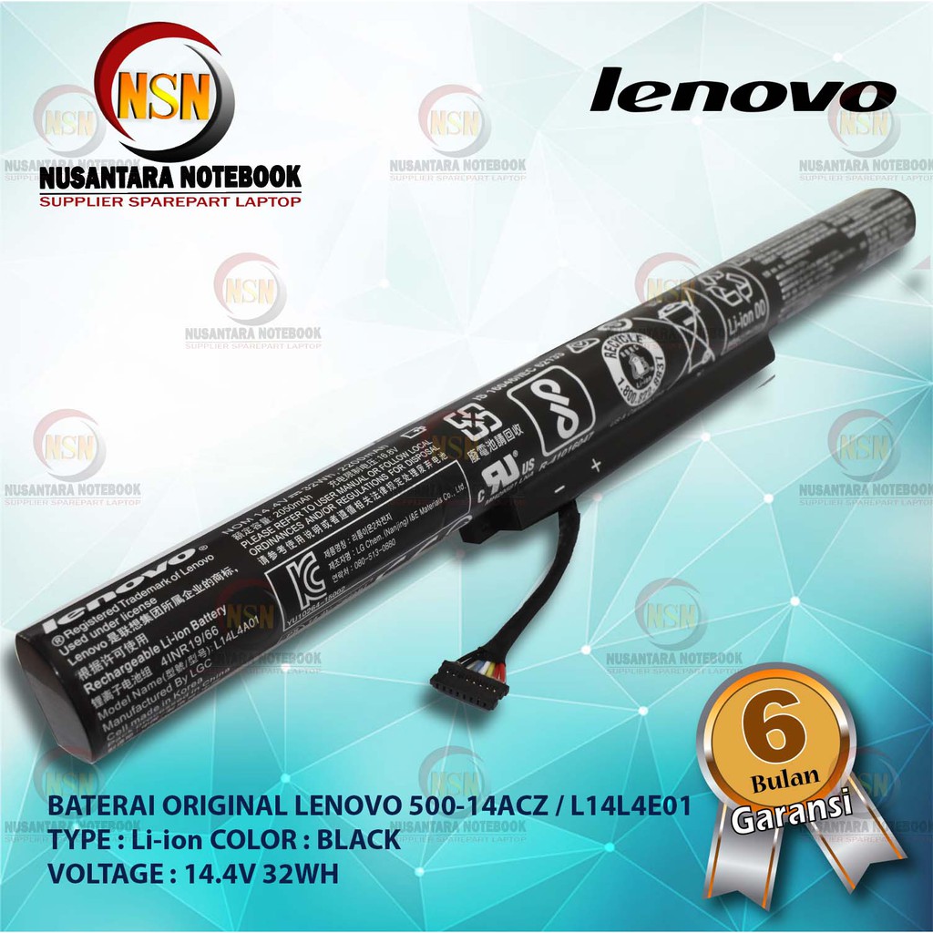 Baterai Original Laptop Lenovo Ideapad 500-14ACZ 500-15isk Y50C / L14L4E01