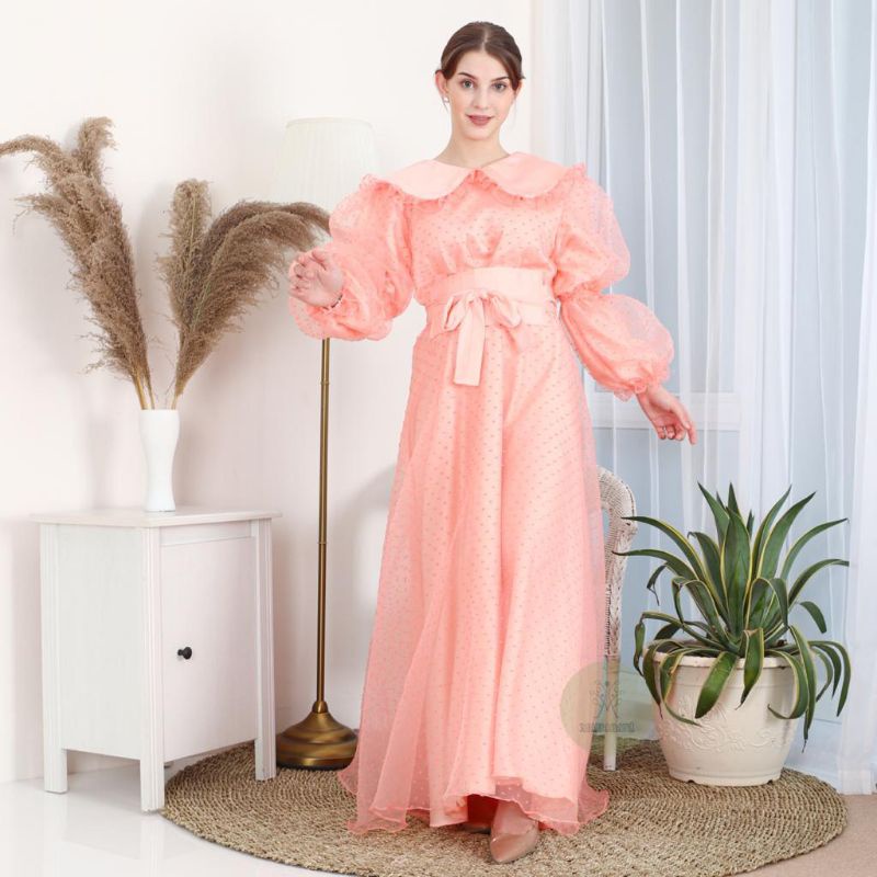 GAMIS ORGANZA DOT | GAMIS PESTA | DRESS ORGANZA | GAMIS LEBARAN
