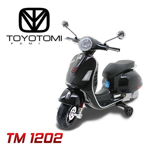 Instan Motor Aki Mainan Anak Toyotomi Family TM 1202 Vespa 6V 7 AH Garansi Termurah Murah SNI-Black