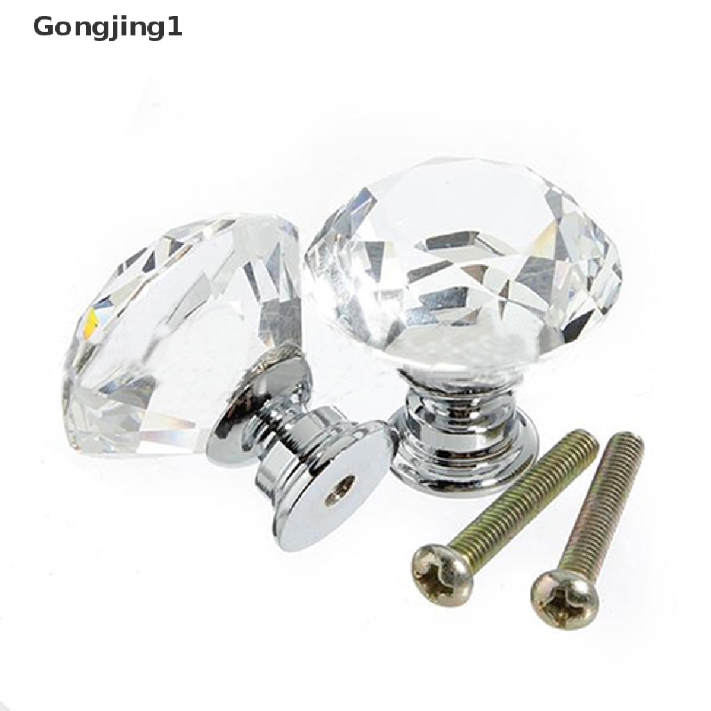 Gongjing1 10PCS Kenop Pintu / Laci / Lemari Kaca Kristal Berlian 30mm