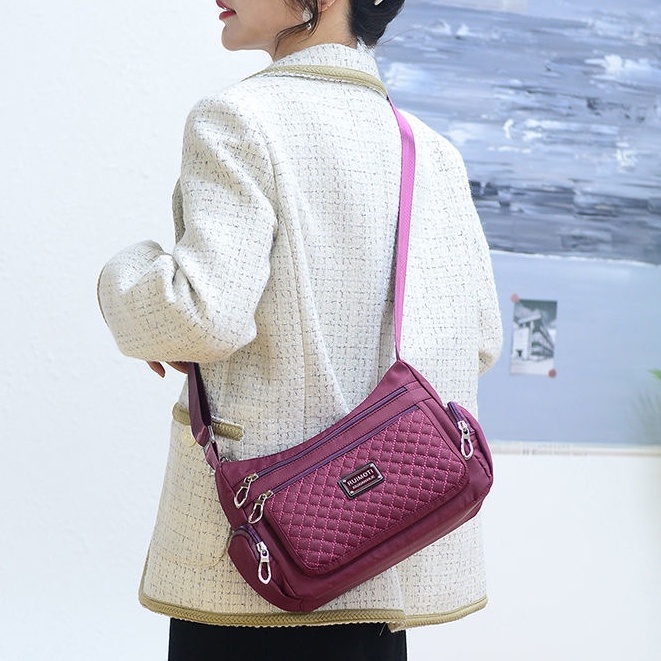 Tas Wanita Nylon Import / Tas Selempang Wanita Waterproof / Tas Kerja Selempang Bahu /  Tas Sling Bag Besar RUIMOTI TW006