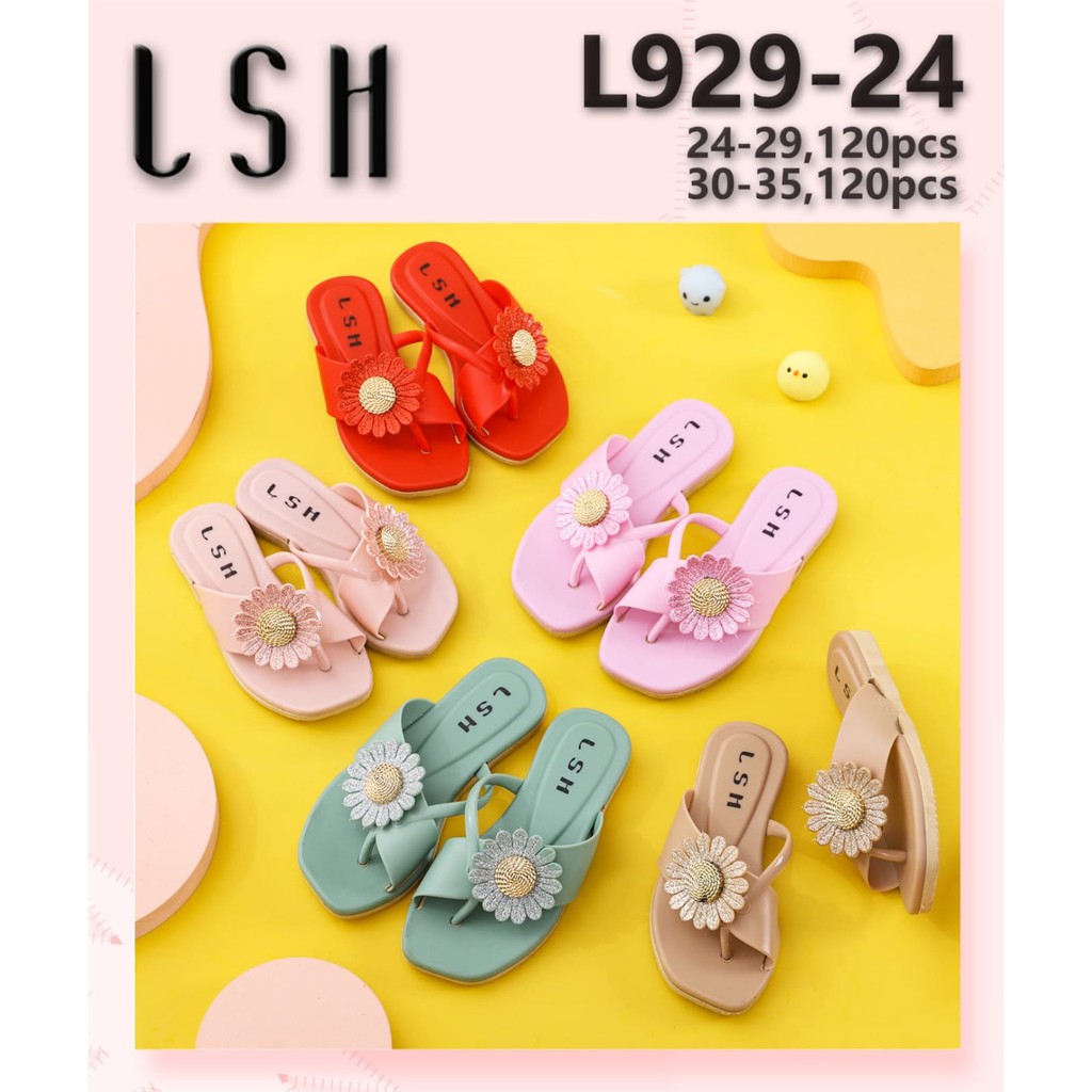 SANDAL ANAK CANTIK MOTIF BUNGA BAHAN KARET JELLY PRODUK ORIGINAL LSH IMPOR / L929
