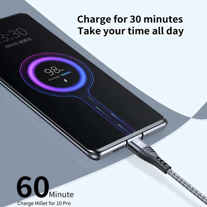 Kabel Data / Charger USB Tipe C 6A Fast Charging Untuk Xiaomi Redmi Samsung Huawei OPPO