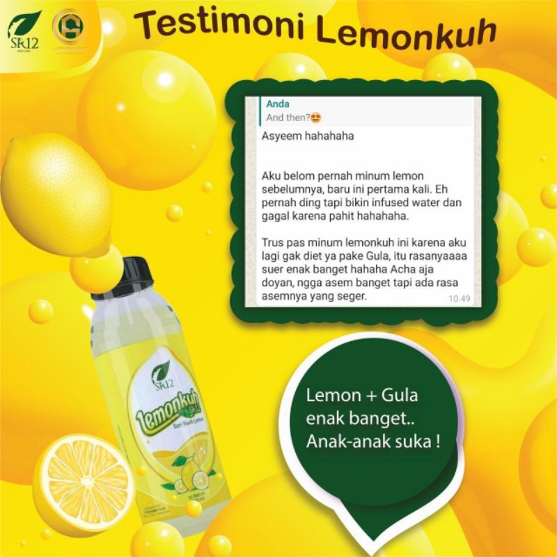 Lemonkuh SR12 - Minuman Diet Bpom Ampuh Cepat / Sari Lemon Asli / Vitamin C / Menjaga Kesehatan Tubuh