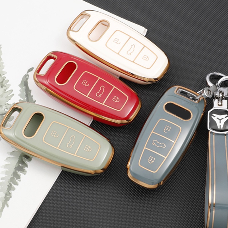 Tpu Mobil Smart Key Case Cover Tas Holder Gantungan Kunci Untuk Audi A6 A7 A8 A4 C8 Q8 Q5 D5 E-tron Pelindung Kunci