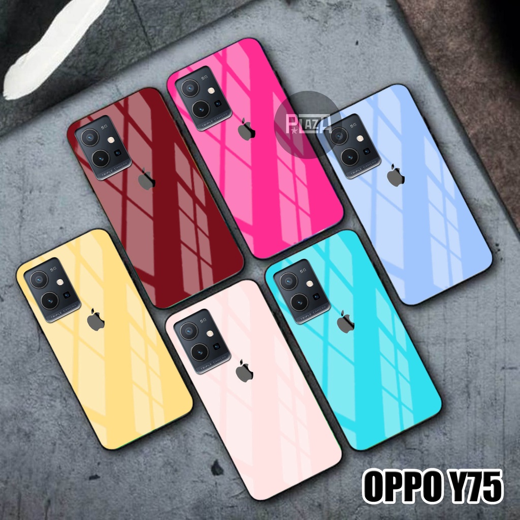 Softcase Glass Kaca LOGO IPHONE [K97] Vivo Y75 Terbaru Casing Handphone-Pelindung Handphone