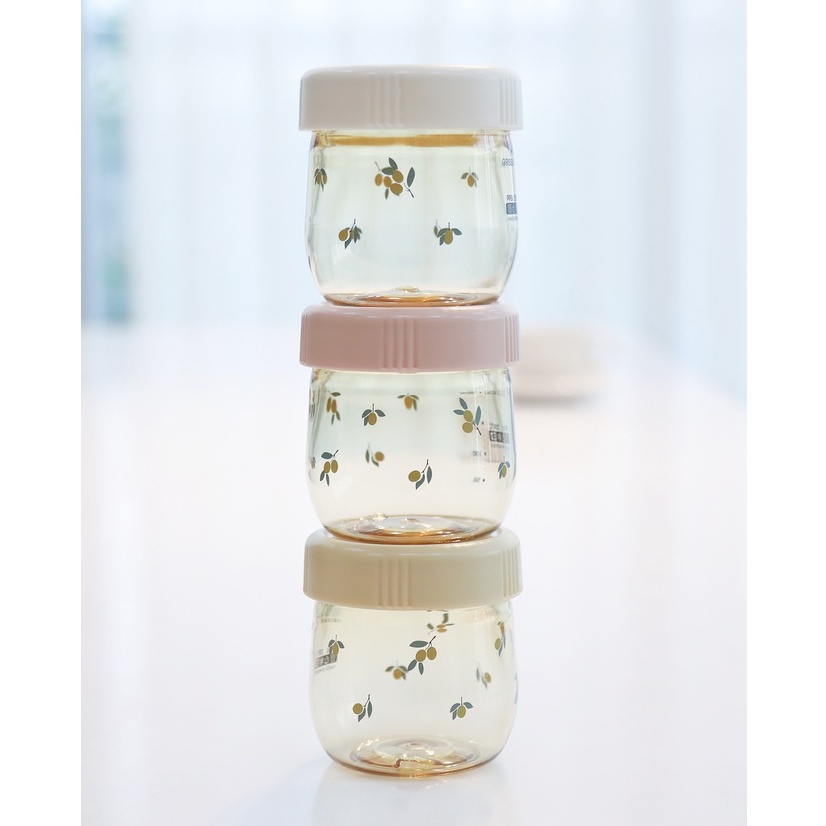 Grosmimi PPSU Cherrish Dotgom Olive Baby Food Jar 150ml / 250ml - Set Tempat Makan Bayi Plastic Plastik Korea Travel Friendly Portable