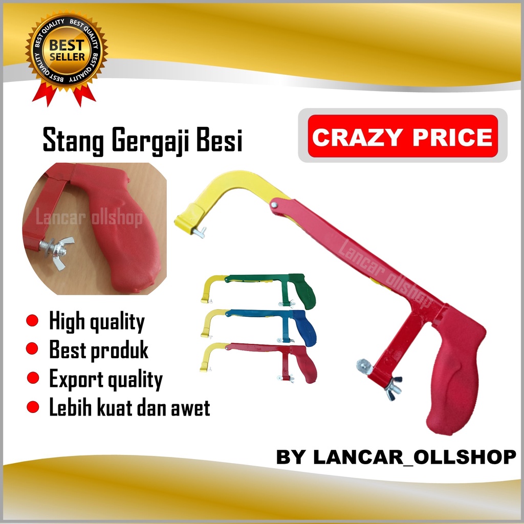 Stang Gagang Gergaji Besi Lapis Karet 12 Inch / Pegangan Gergaji Besi Tebal Hacksaw Frame