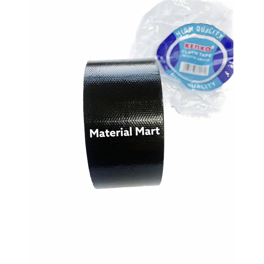 Lakban Kain Hitam 2 Inch | Black Cloth Tape 2inch | Isolasi Kain 48 mm | Material Mart