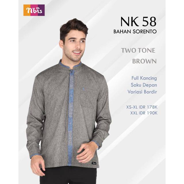 Nk 58 Nibras, Koko Nibras NK 58, Baju Koko Nibras Lengan Panjang, Koko Lengan Panjang Pria Dewasa