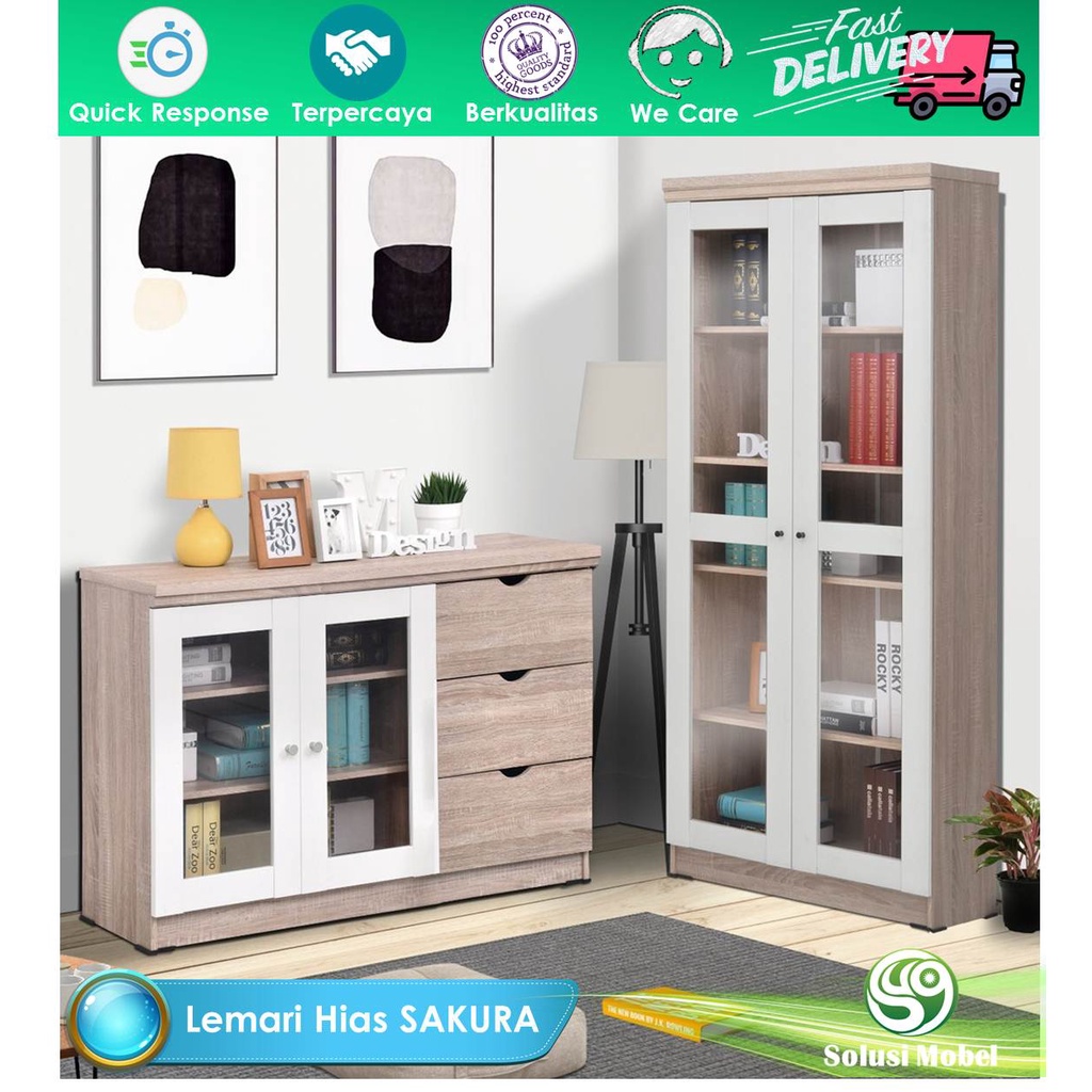 Lemari Hias Pintu kaca Lemari Buku kabinet Lemari Serbaguna Lemari Perpustakaan Murah Minimalist