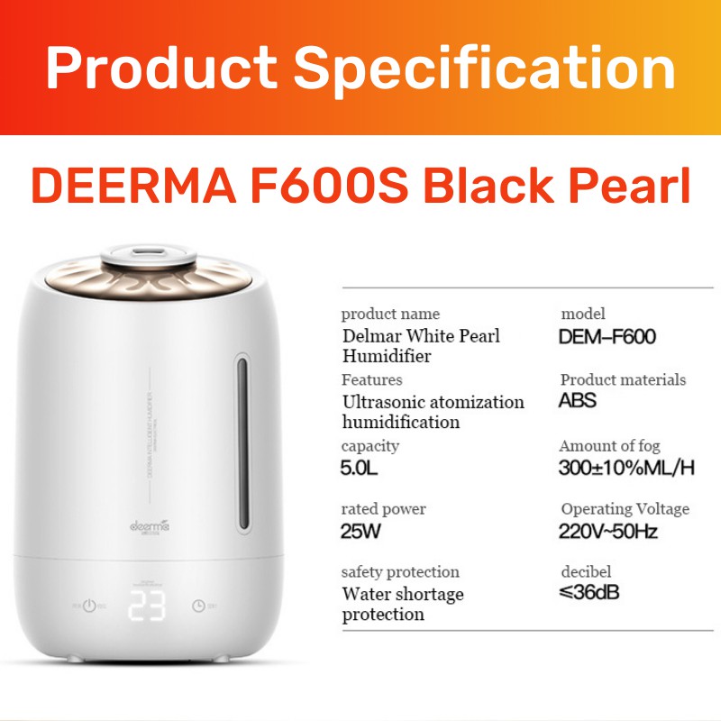 Deerma F600S Air Humidifier 5L Global Version Aromatherapy Diffusion Timming