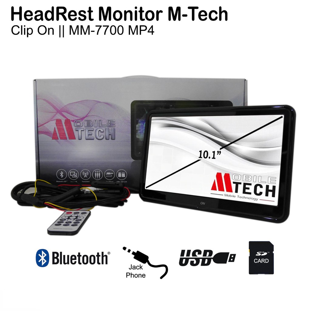 Headrest Monitor Mobil Klip On Mtech Monitor MH 7700 MP4M tech