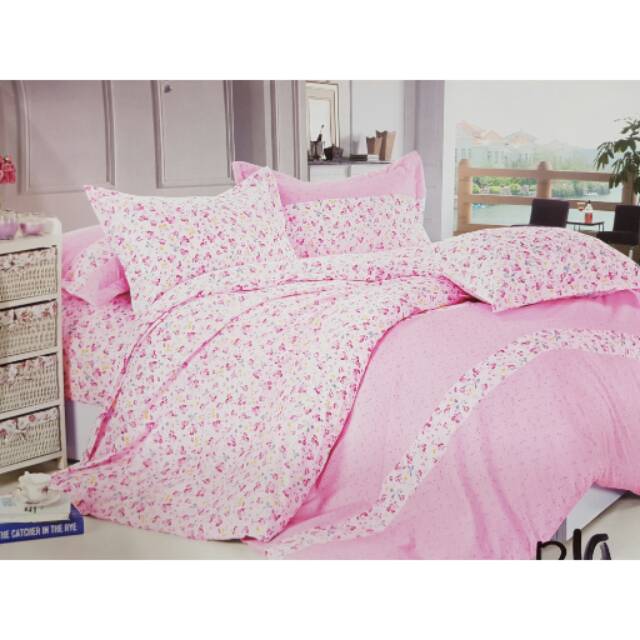 Pink Shabby, Sprei Cherry T.30, Katun Jepang. King size.Haluss